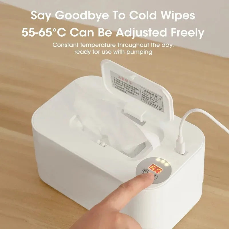 Chauffe-Serviettes Humides Bébé Portable avec Affichage LED – Boîte Chauffante USB à Température Régulée™