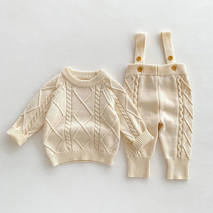 🧶🍂 Ensemble Bébé Tricoté – Style Coréen – Automne/Hiver – Unisexe 0-12 Mois™ - Planète bébé
