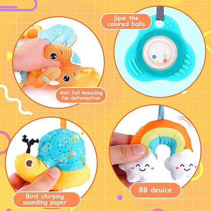 🚗🧸 Jouet de Voiture pour Bébé – Miroir, Grelot, Bruit de Papier &amp; Poignée Squeaky – Jouet d’Éveil pour Siège Auto ou Poussette™