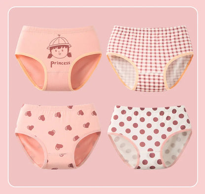 Lot de 4 Culottes Coton Filles – Motifs Cartoon Douces et Confortables™