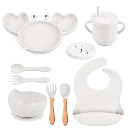 🍽️ Set de Vaisselle Bébé 9 Pièces en Silicone – Antidérapant &amp; Sans BPA™ - Planète bébé
