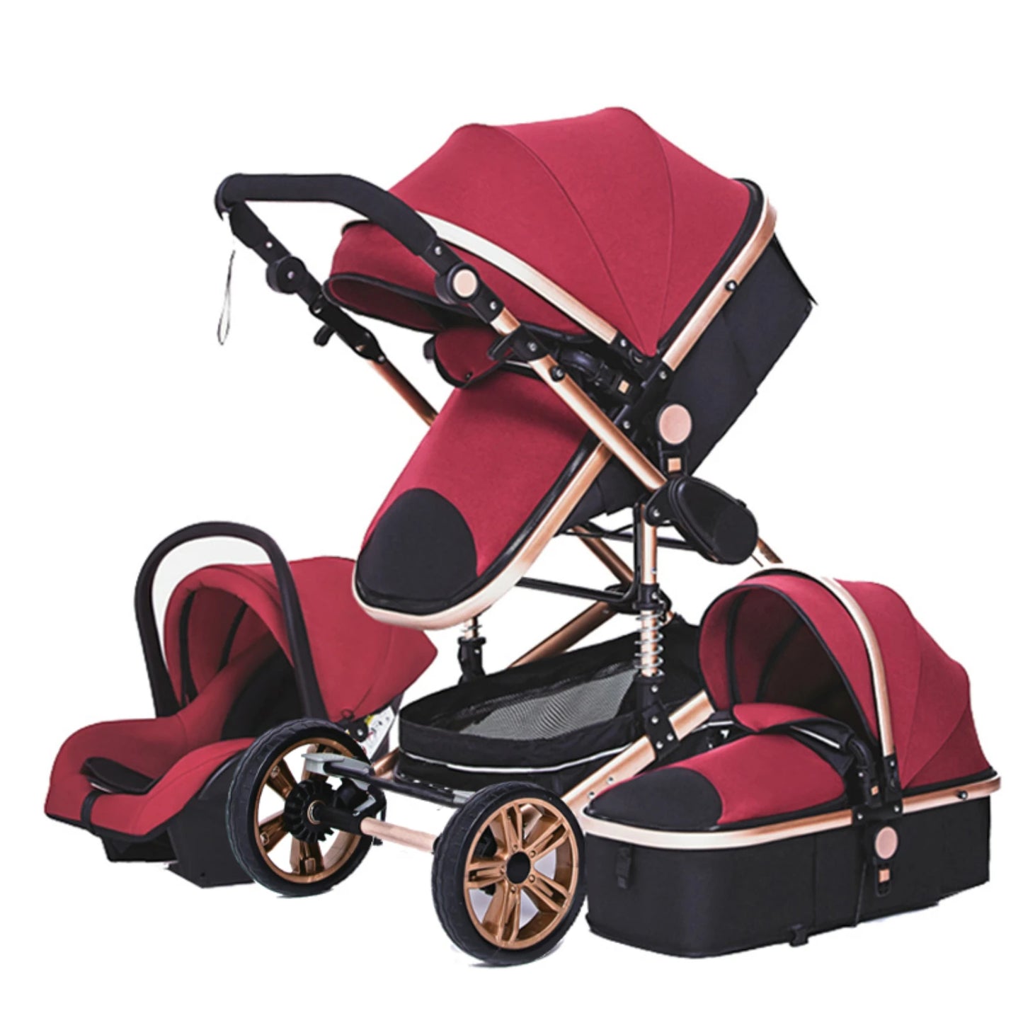 Poussette Bébé 3 en 1 Haute Vue – Pliable &amp; Confortable