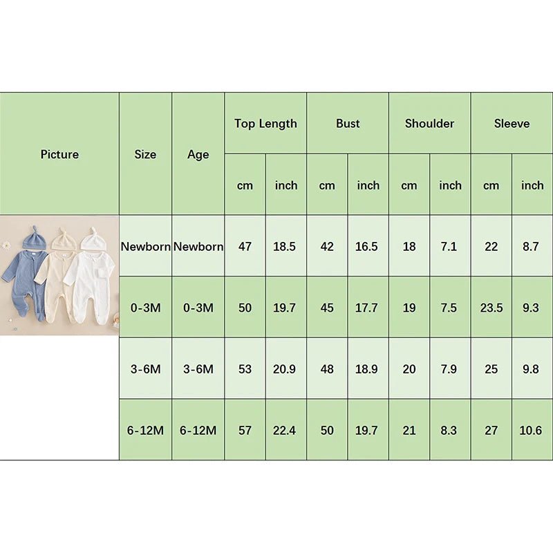 👶🍂 Combinaison Bébé Automne – Romper à Pieds Uni en Coton Gaufré + Bonnet™ - Planète bébé