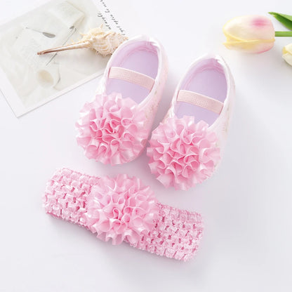 👣🎀 Chaussures Baptême Bébé Fille + Bandeau – Ensemble Dentelle Fleurie – Souples &amp; Respirantes – 0 à 12 Mois™