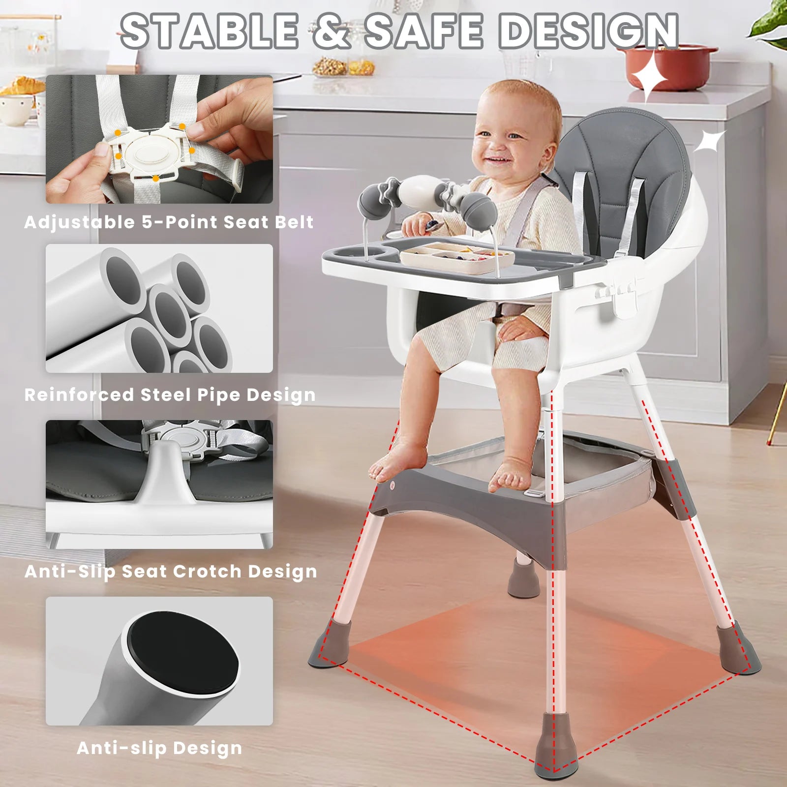 chaise haute évolutive portable double plateau support jouets - Planète bébé