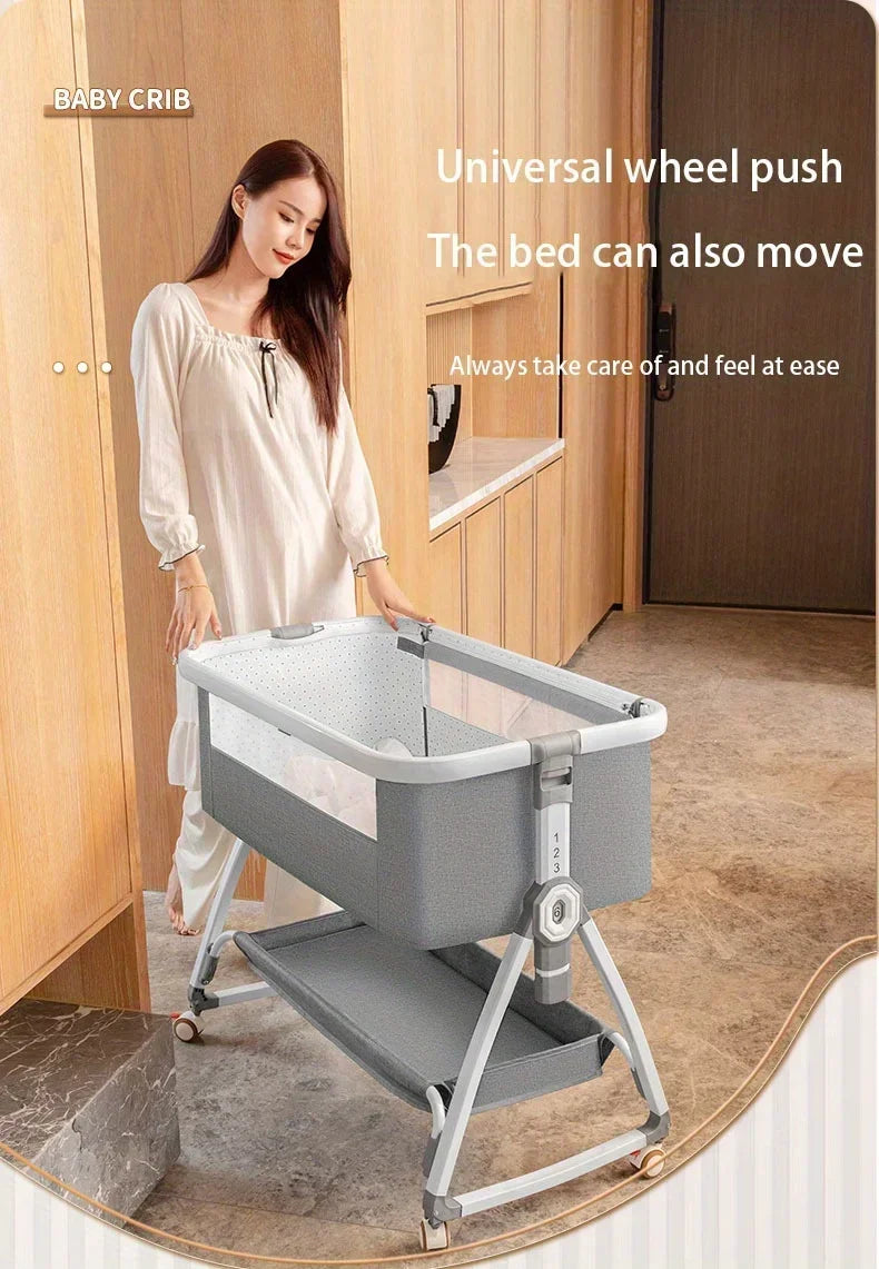 🛏️👶 Lit Bébé Multifonction – Berceau Portatif avec Réglage en Hauteur &amp; Fonction Bascule – Lit d’Appoint Pliable™