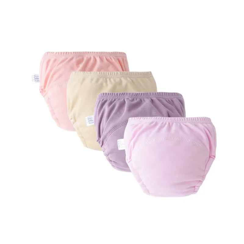 4PCS Pure Plain Solid Color Soft Baby Boys Girls Toddler Training Pants Toilet Pee Potty Learning Underwear Cotton Diaper™