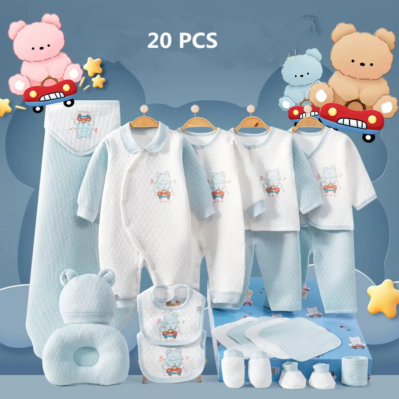 Ensemble Naissance Hiver Bébé 100% Coton – Lot Vêtements Chauds Unisexe avec Romper, Bonnet et Bavoir™