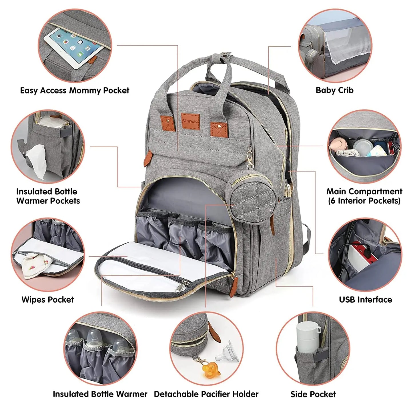 🎒🍼 Sac à Langer 3-en-1 avec Lit Bébé Intégré – Sac à Dos Voyage Étanche avec Port USB – Multifonction pour Parents Modernes