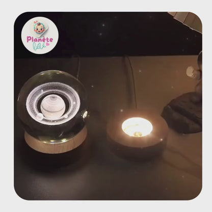 🌌 Lampe de Nuit Cristal 3D Galaxie – Lune &amp; Planètes – USB LED – Déco Cadeau Unique™